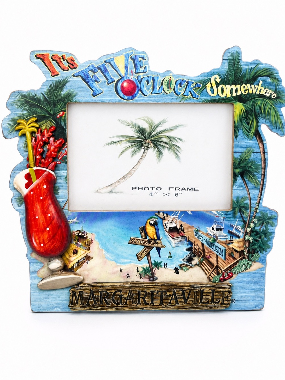 Margaritaville “It’s Five O’Clock Somewhere” 4x6 Tropical Beach Photo Frame